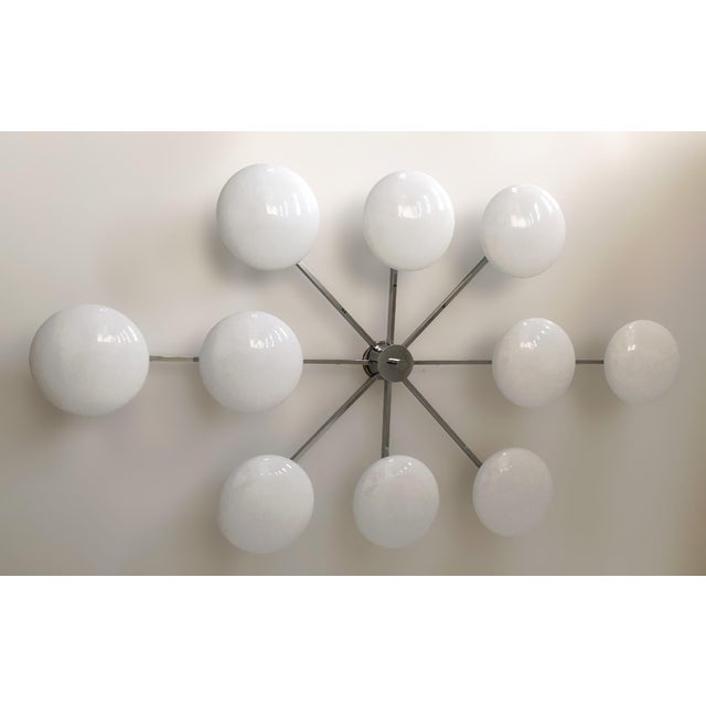 Italian 21st Century Dieci Polished Chrome Glossy White Murano Flush Mount by Fabio LTD For Sale - Image 3 of 6