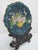 Exceptional Chinese Cloisonne decorative plate. Enameled brass showing intricate blue flower background with brightly...