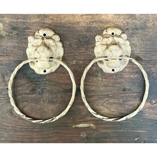 Metal Vintage Lion Head Wall Mounted Towel Holders For Sale - Image 7 of 12