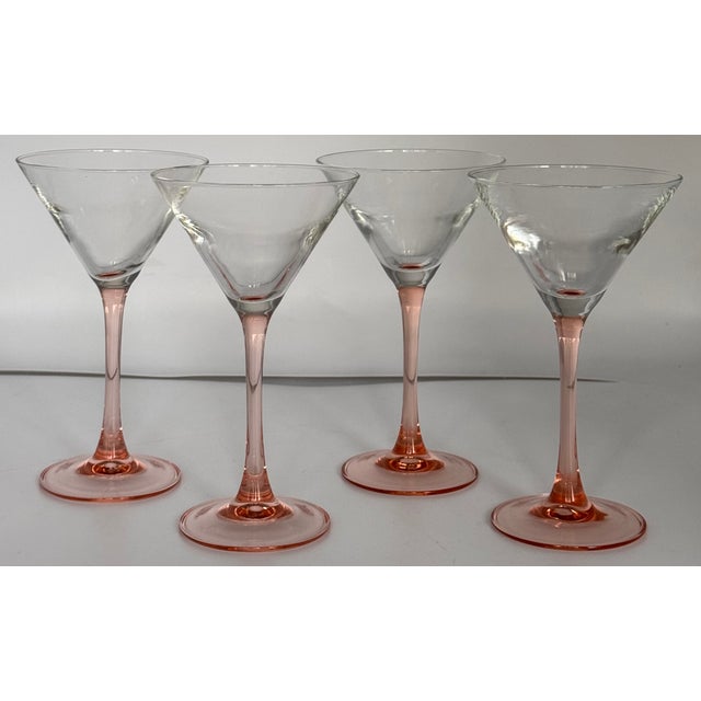 Vintage Made in France Blush Pink Martini Glasses - Set of 4 For Sale - Image 4 of 5