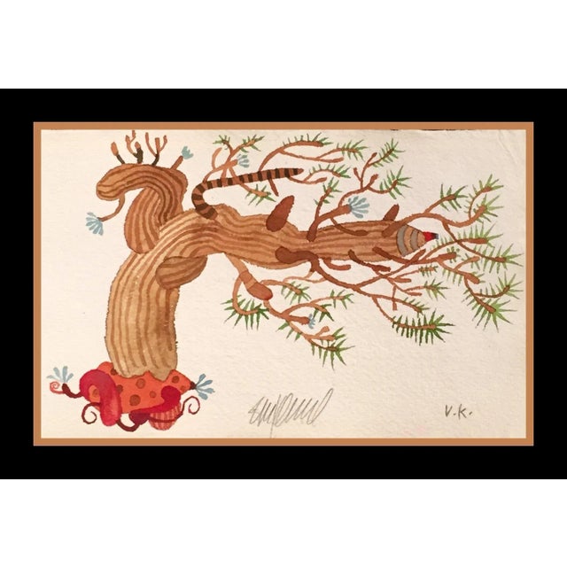 Illustration "Pine Bonsai" Original Watercolor Painting For Sale - Image 3 of 3