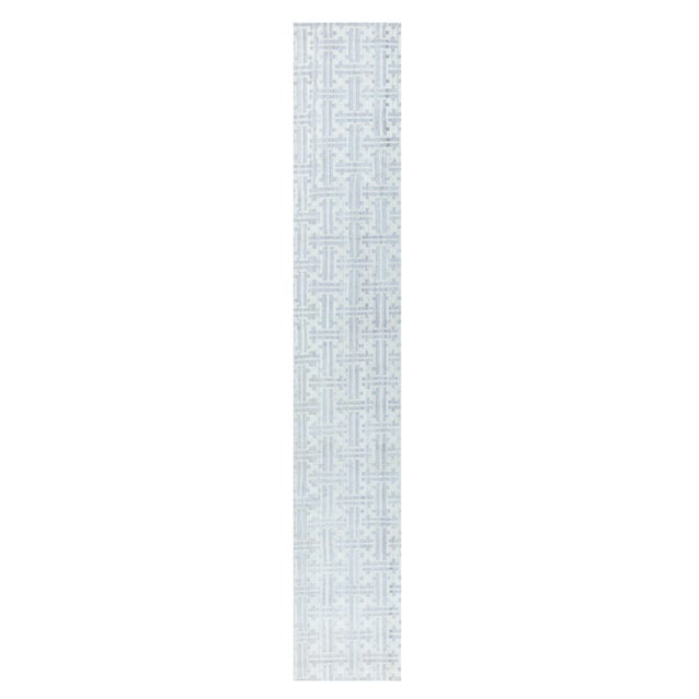 Modern Geometric Terra Hand-Knotted Wool Runner by Doris Leslie Blau For Sale