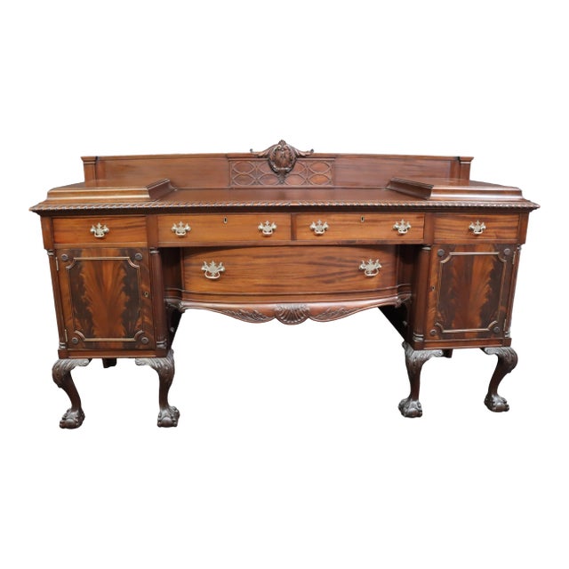 Chippendale Caved Solid Mahogany Sideboard For Sale