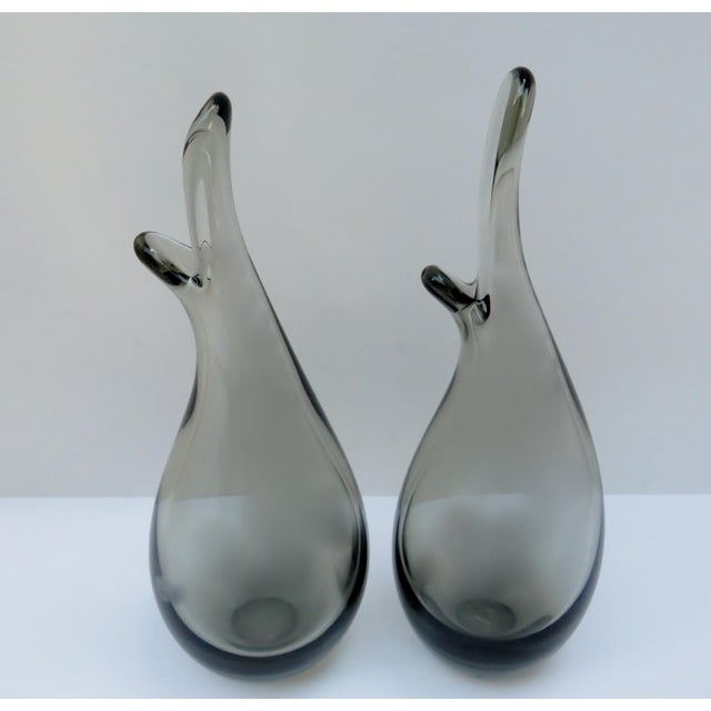 Per Lutken Holmegaard 1960s Holmegaard Smoke Glass Vases, a Pair For Sale - Image 4 of 7