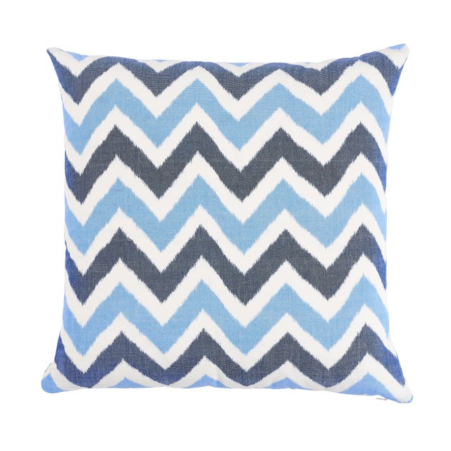 Mid-Century Modern Schumacher Vedado Ikat 24" Pillow in Indigo For Sale - Image 3 of 3