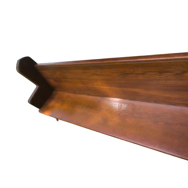 Mid 20th Century Carved Solid Oak Church Pew Bench With Cross Details – 75" For Sale - Image 13 of 17