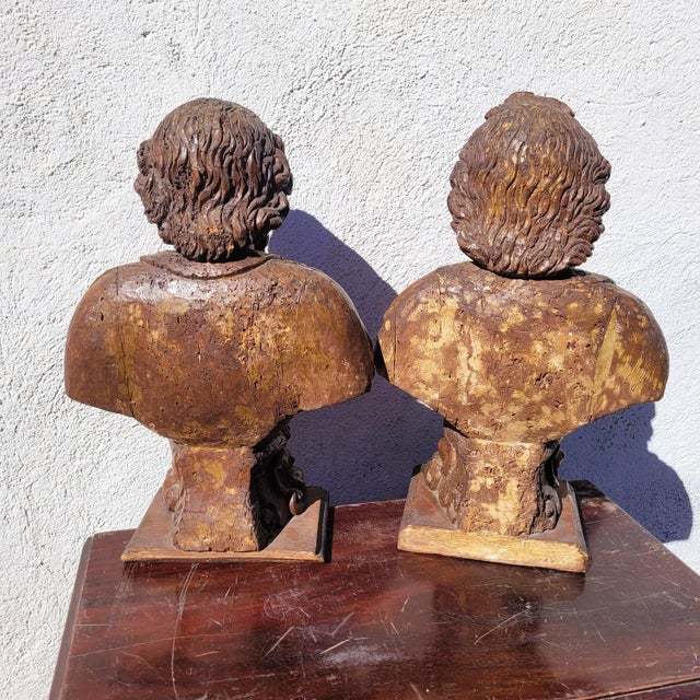 Carved Reliquary Busts, 17th Century, Walnut, Set of 2 For Sale - Image 4 of 17