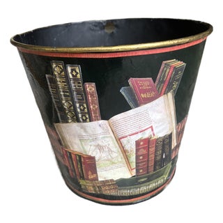 Decoupage Waste Can, Signed Workman Partners, New York For Sale