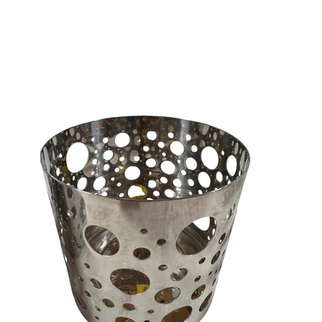 Mid-Century Modern Set of Two Chrome Steel Candle Holders in Mid-Century Modern Style For Sale - Image 3 of 6