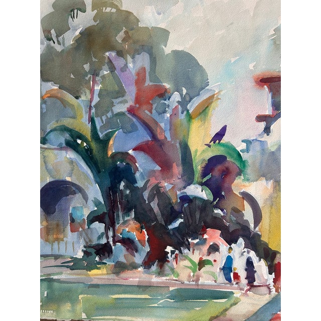 Mission Rich Buchwald Signed California Mission Watercolor Painting For Sale - Image 3 of 4