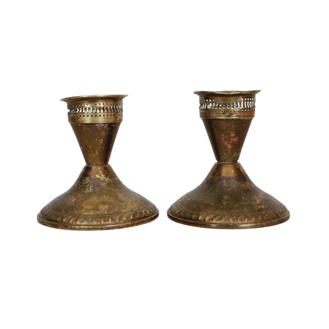 Duchin Hand Spun Brass Jewelers Candle Holders - a Pair For Sale - Image 4 of 4