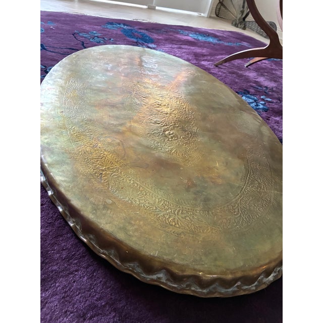 sculptural brass table. rare xl size 46x28x20 with spider leg table with brass capped legs . the table top can be...