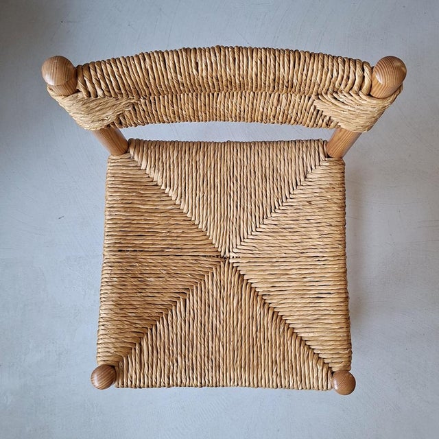 Wooden Chair with Rush Seat and Backrest, 1960s For Sale - Image 4 of 8