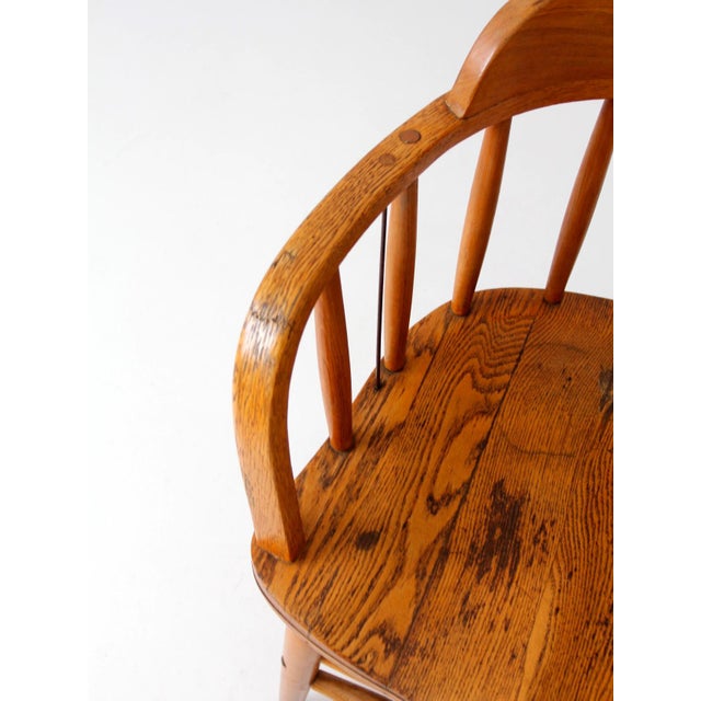 Vintage Oak Captain's Chair For Sale - Image 6 of 17