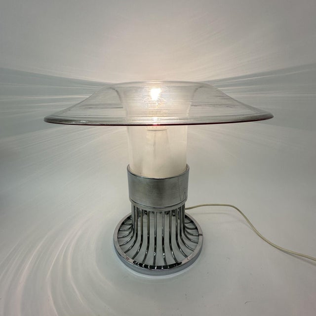 Metal Post Modern Space Age Ufo Glass Table Lamp, Italy, 1970s For Sale - Image 7 of 18