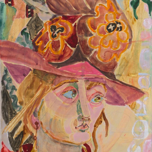 'Oleta's Hat' by Virginia Conroy, 1985, Carmel Art Association Exhibit, California Woman Artist, San Francisco Museum of Art For Sale In Monterey, CA - Image 6 of 12