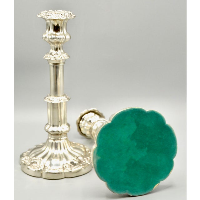 Mid 20th Century Mid Century Plate Silver Candlesticks Adjustable Height 10 Inches, a Pair For Sale - Image 5 of 7