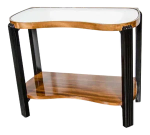 Art Deco Machine Age Side Table with Streamline Reeded Leg Design