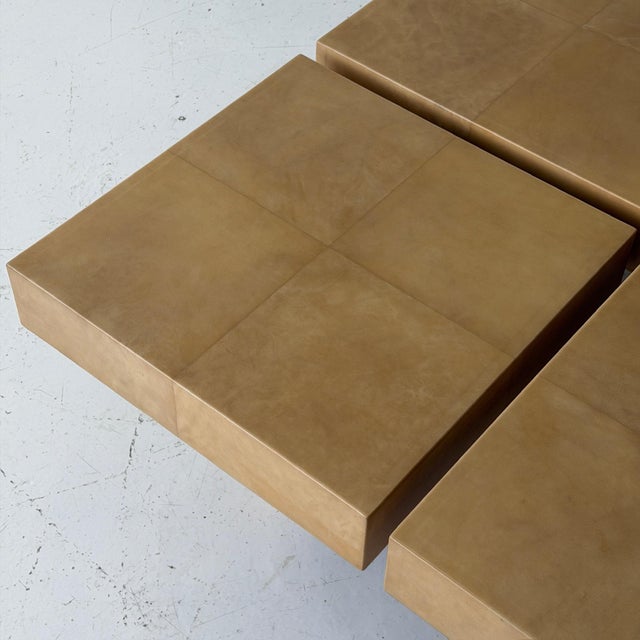 c. 1970s. Italy. Lacquered goatskin paneled construction with wood frame. This piece is attributed to the mentioned...