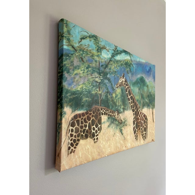 Realism 1980s Giraffe Painting by Cathe Hendrick For Sale - Image 3 of 3