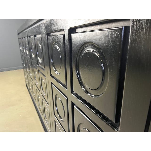 Brutalist Black Credenza, 1970s For Sale - Image 6 of 12