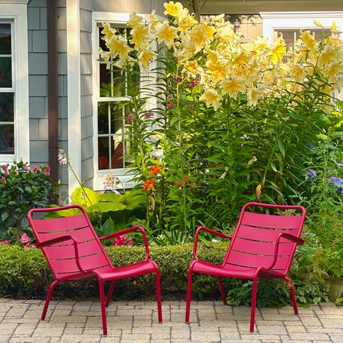 Luxembourg Outdoor Low Lounge Chairs by Fermob in Poppy Red A Pair