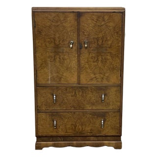 Art Deco English Sideboard in Burr Walnut, 1950s For Sale