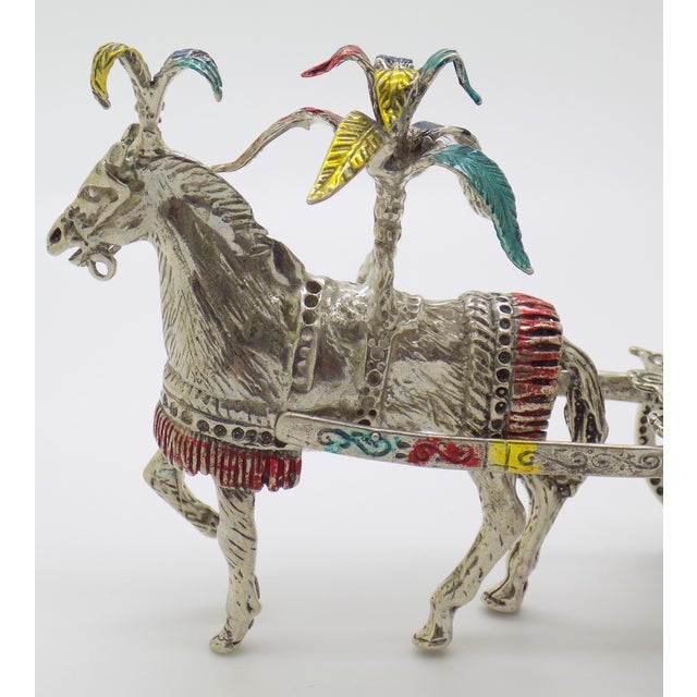 1970s 4-Oz. Vintage Italian Handmade Genuine Silver Traditional Sicilian Carriage Large Sculpture, 1970s Solid 800 Silver Folk Art Centerpiece For Sale - Image 5 of 12