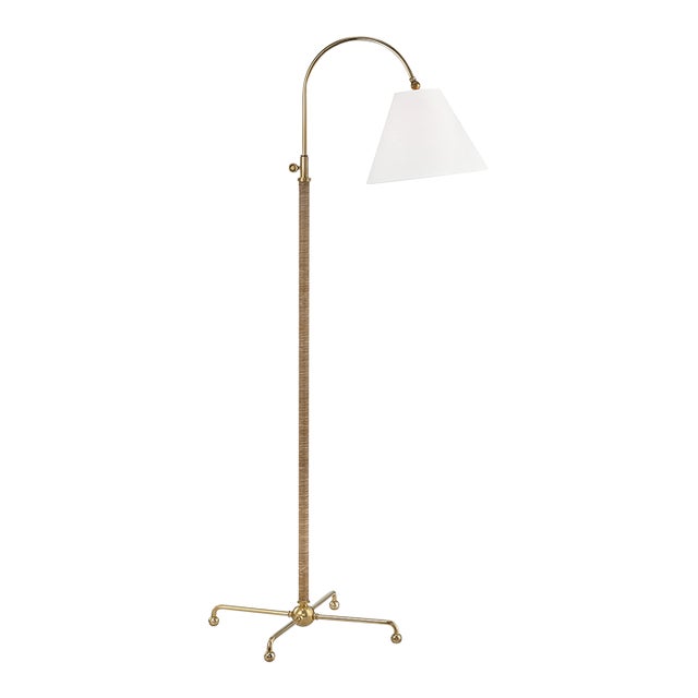 Hudson Valley Lighting Mark D. Sikes Curves No.1 1-Light Floor Lamp with Rattan Accent For Sale