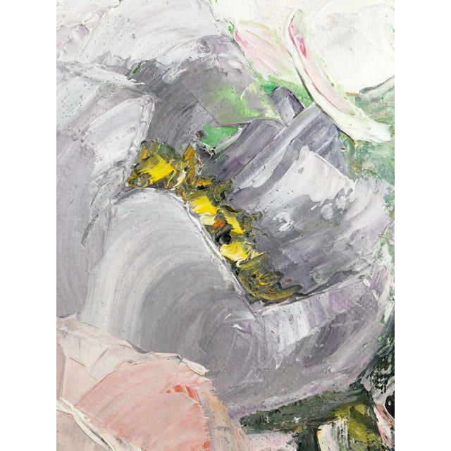 Pink Vintage Pastel Floral Oil Painting For Sale - Image 8 of 11