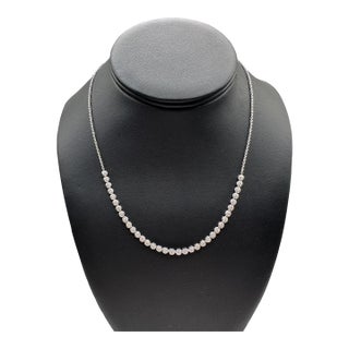 Natural Diamond Cluster Necklace in 10kt White Gold – 1ctw Diamonds, 16-17", New For Sale