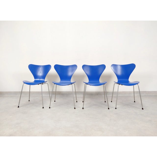 Blue Butterfly Chairs by Arne Jacobsen for Fritz Hansen, 2001, Set of 4 For Sale - Image 18 of 18