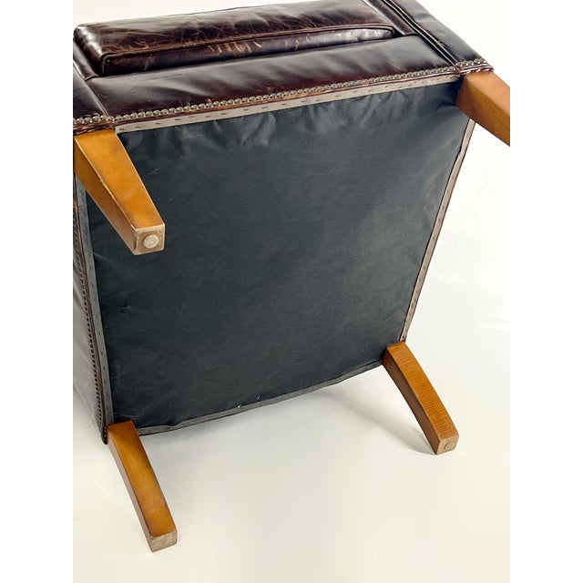 Brown Vintage Mitchell Gold + Bob Williams Gustave Genuine Leather Wing Chair For Sale - Image 8 of 12