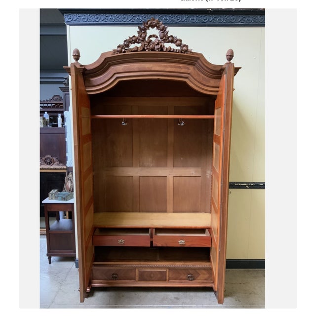 Antique Art Nouveau Wardrobe with Laundry Compartments, 1910 For Sale - Image 4 of 8