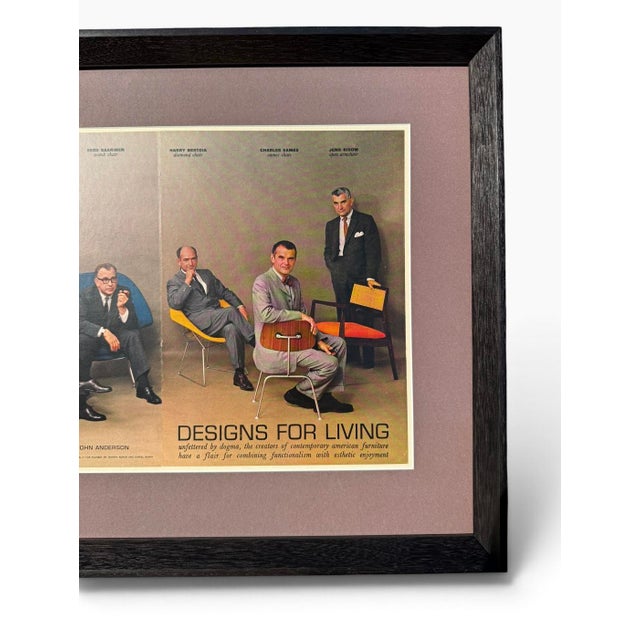 Mid-Century Modern Original 1961 Playboy "Designs for Living" Spread — Eames, Saarinen, Nelson, Bertoia, Wormley & Risom, Custom Framed in Museum Glass For Sale - Image 3 of 8
