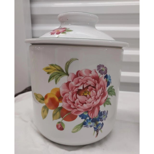 Set of 3 floral canisters will add charm to your kitchen counter! Large enough to store baking essentials or function as...