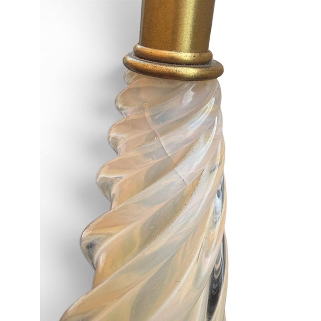 Transparent Vintage Marbro Hollywood Regency Glass and Gold Table Lamp For Sale - Image 8 of 10