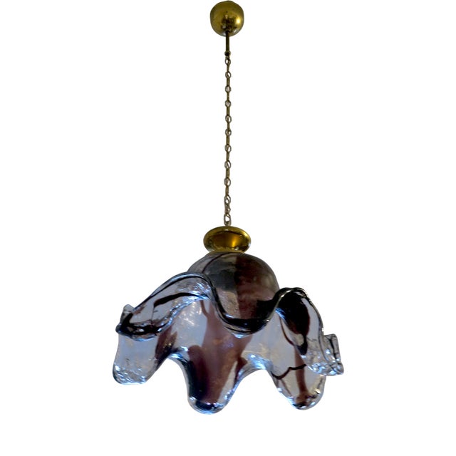 Large Art Glass Pendant Light by Pertti Santalahti for Humppila, 1960s For Sale