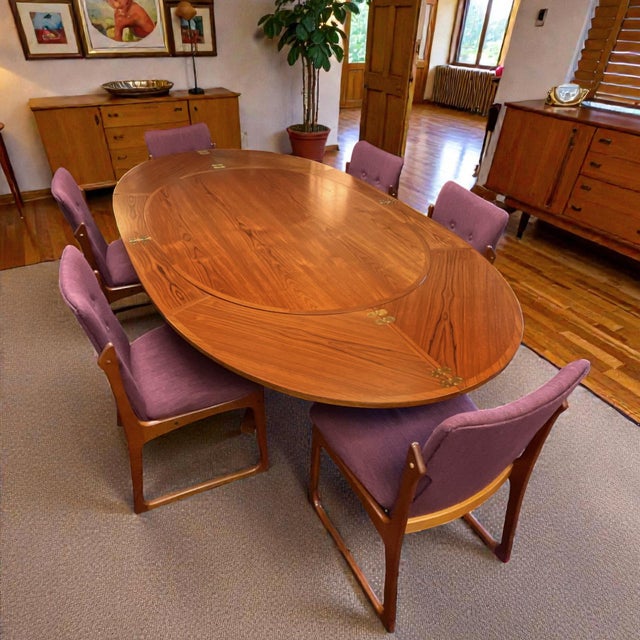 Dyrlund Refinished Expanding Oval Danish Modern Teak Flip-Flap Dining Table by Dyrlund For Sale - Image 4 of 15