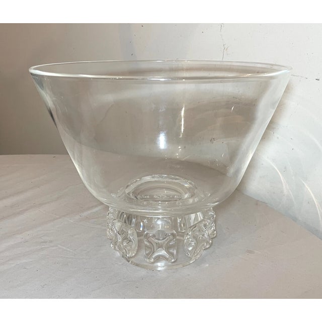 Huge Vintage Footed Center Piece Steuben Punch Crystal Footed Glass Bowl Art For Sale - Image 11 of 13