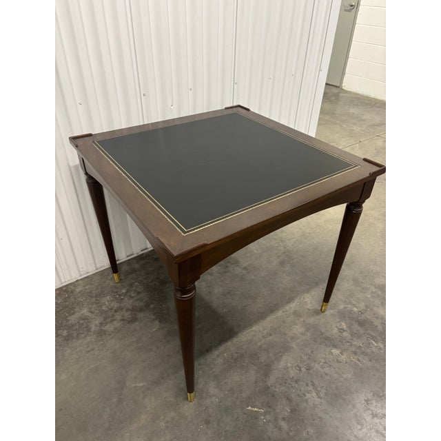 Late 20th Century Vintage Leather Top Game & Card Dining Table by Fine Arts Furniture Co. For Sale - Image 5 of 10