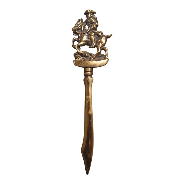 Vintage Cast Brass "Dick Turpin" Highwayman Letter Opener – British Motif For Sale