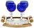 Crystal Stem Glasses in Cobalt Overlay with Tray, 1935, Set of 5 For Sale