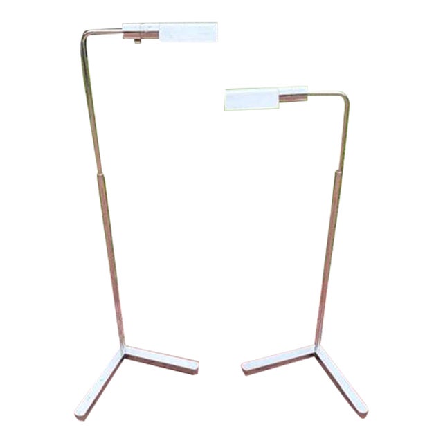 1970s Cedric Hartman Adjustable Chrome Floor Lamps - a Pair For Sale