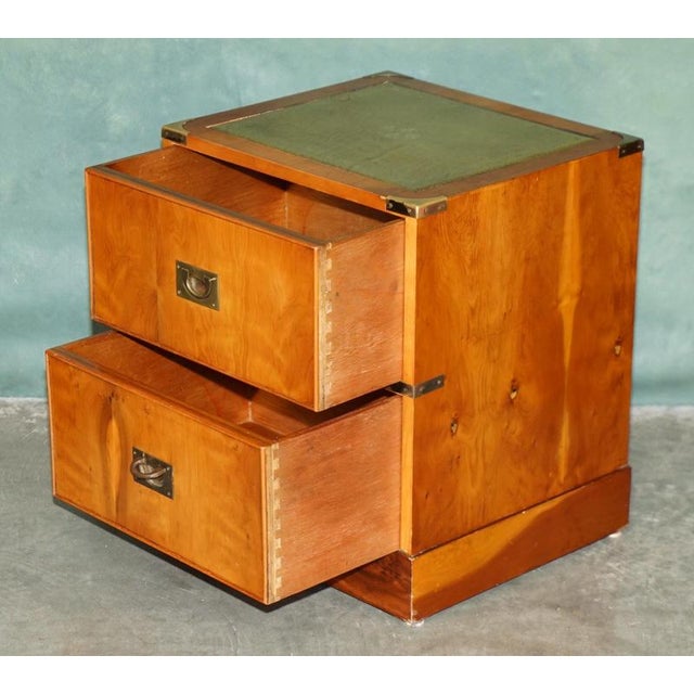 Military Campaign Side Tables with Green Leather, Set of 2 For Sale - Image 10 of 18