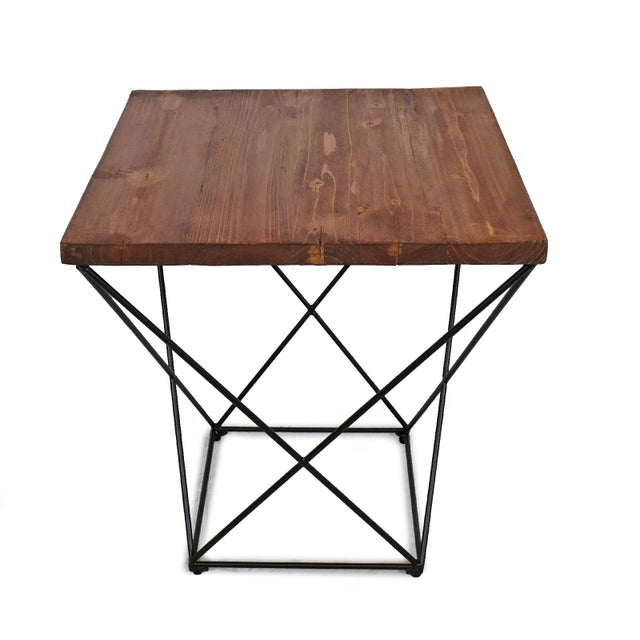 Axis Reclaimed Wood Side Table For Sale - Image 4 of 6