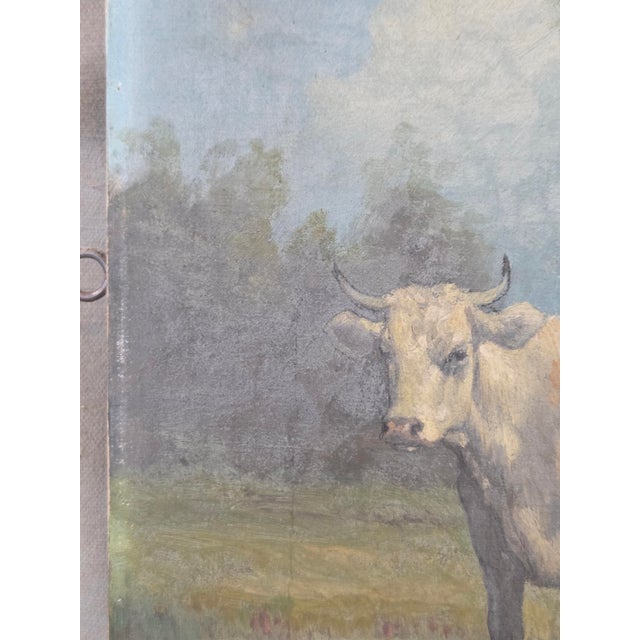 Textile Robert Atkinson Fox (1860-1935), Cow in a Stream, Gouache on Canvas Painting For Sale - Image 7 of 18