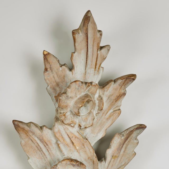Antique White Pair of Italian Carved Wood Wall Sconces With Seashells For Sale - Image 8 of 15