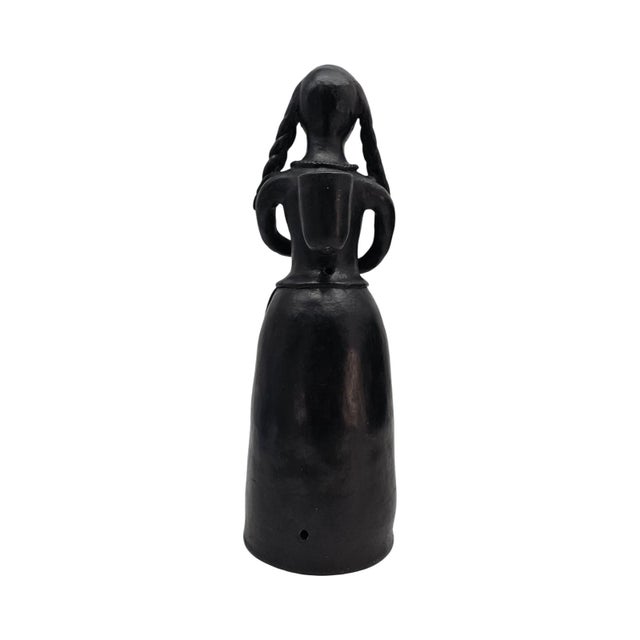 Black 19.5" Mexican Barro Negro Mother & Child Sculpture Lamp Base For Sale - Image 8 of 11