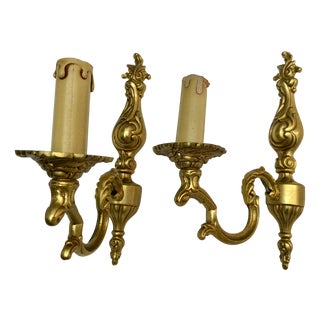 Mid-Century Bronze Wall Sconces, France, 1960s, Set of 2 For Sale